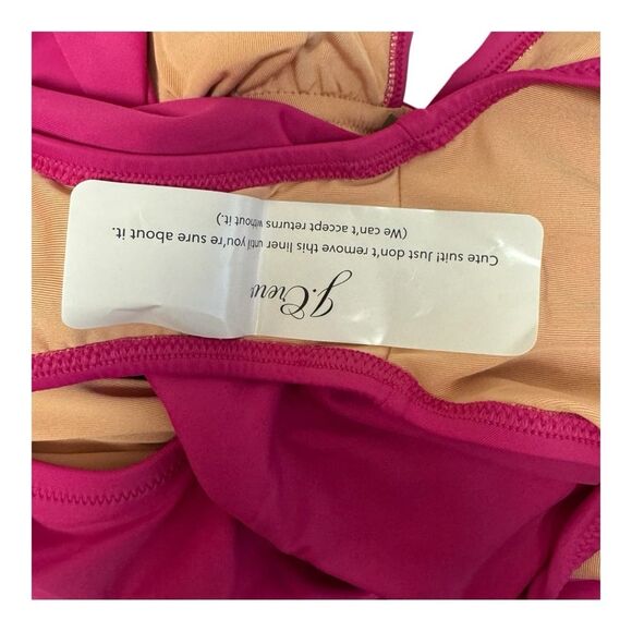 J. Crew Radiant Fuchsia Ruffle Roushing One Piece Swimsuit Size 20 - Picture 6 of 10